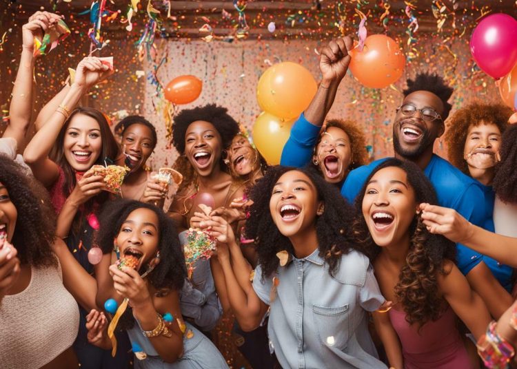 Lachende Personen bei einer Party